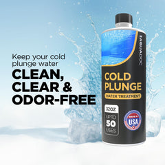 MAV AquaDoc ice bath cleaner dosing spout shows simple weekly dosing for clear water.