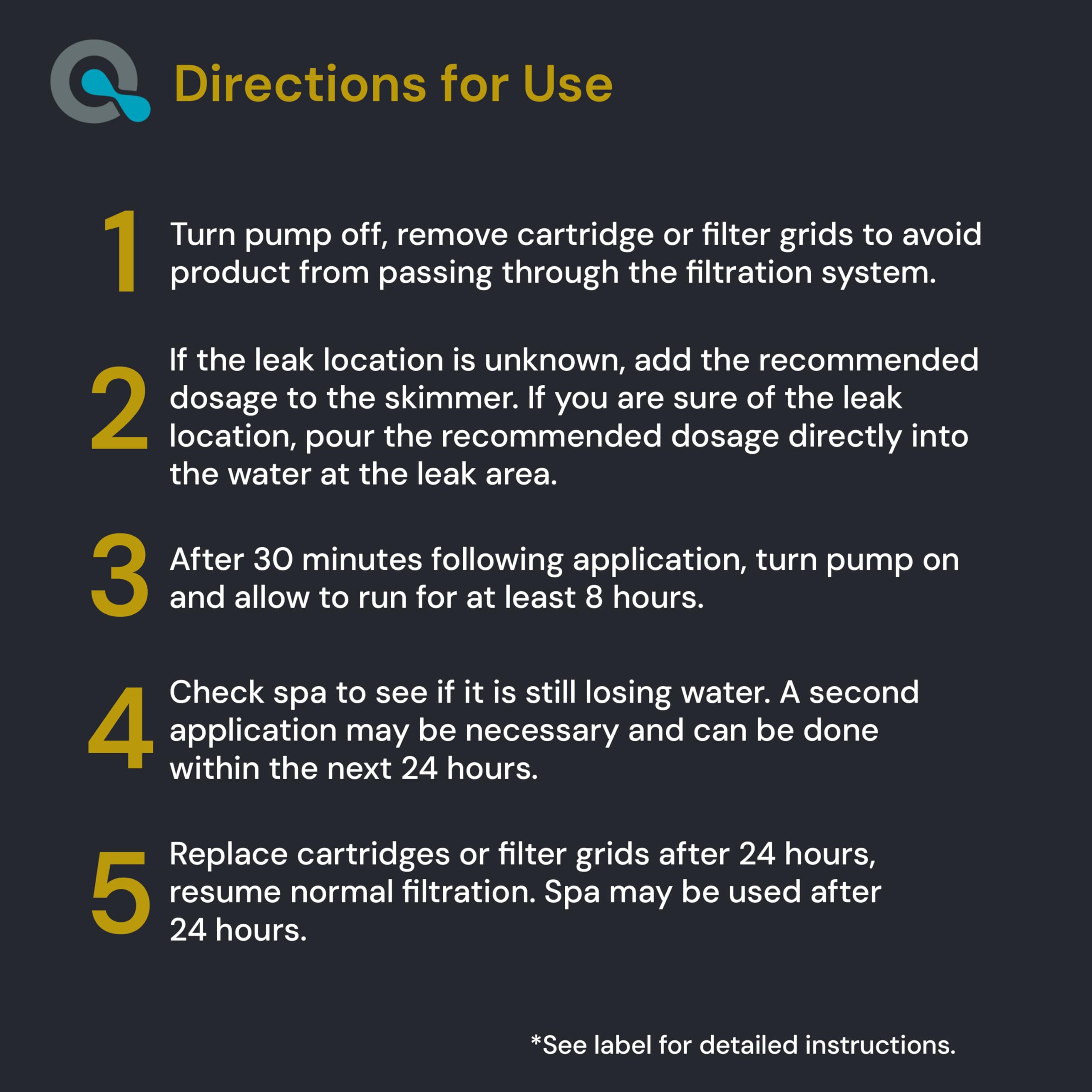 Leak sealer in circulating spa system aiding seal formation