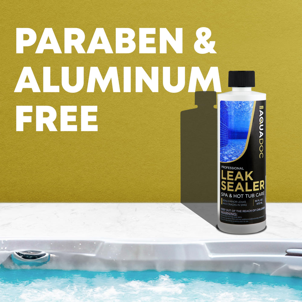 Spa care kit featuring AquaDoc bottle for maintenance