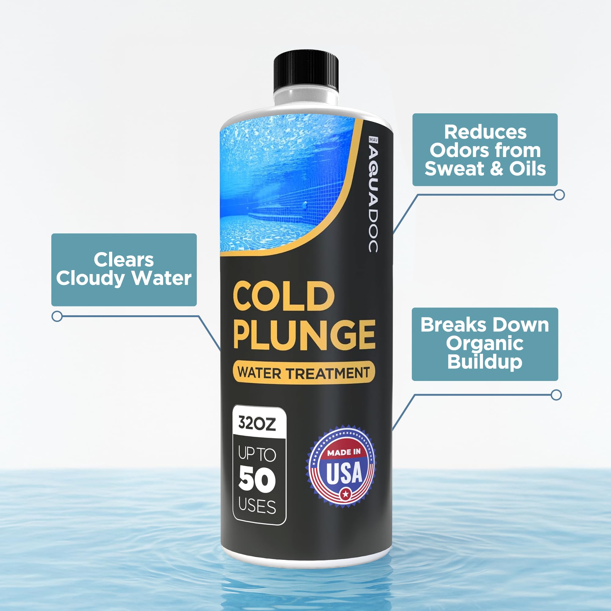 MAV AquaDoc water stabilizer for ice baths improves clarity and balance.