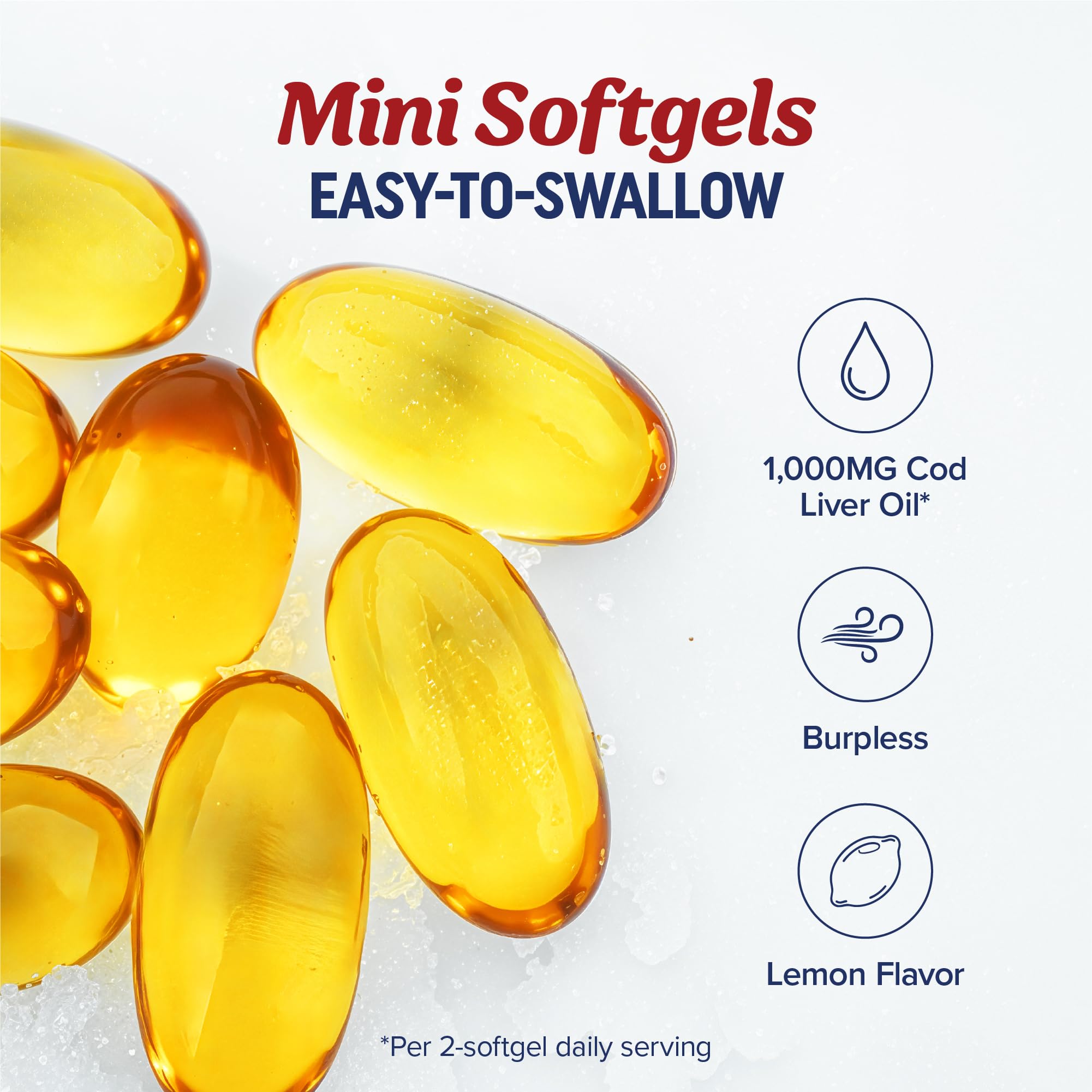 MAV NUTRITION mini softgels demonstrate easy swallowing and lemon flavor.
