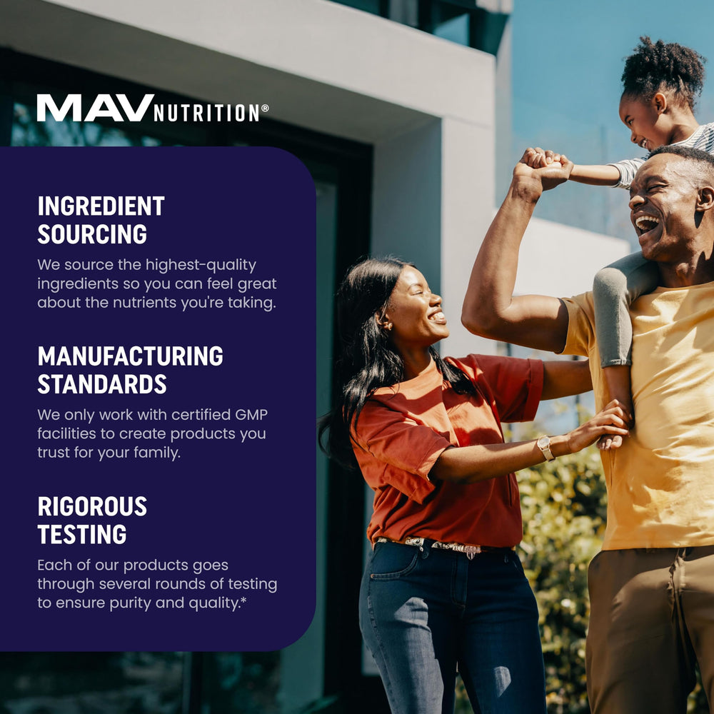 MAV Nutrition omega3 bottle back label with serving information