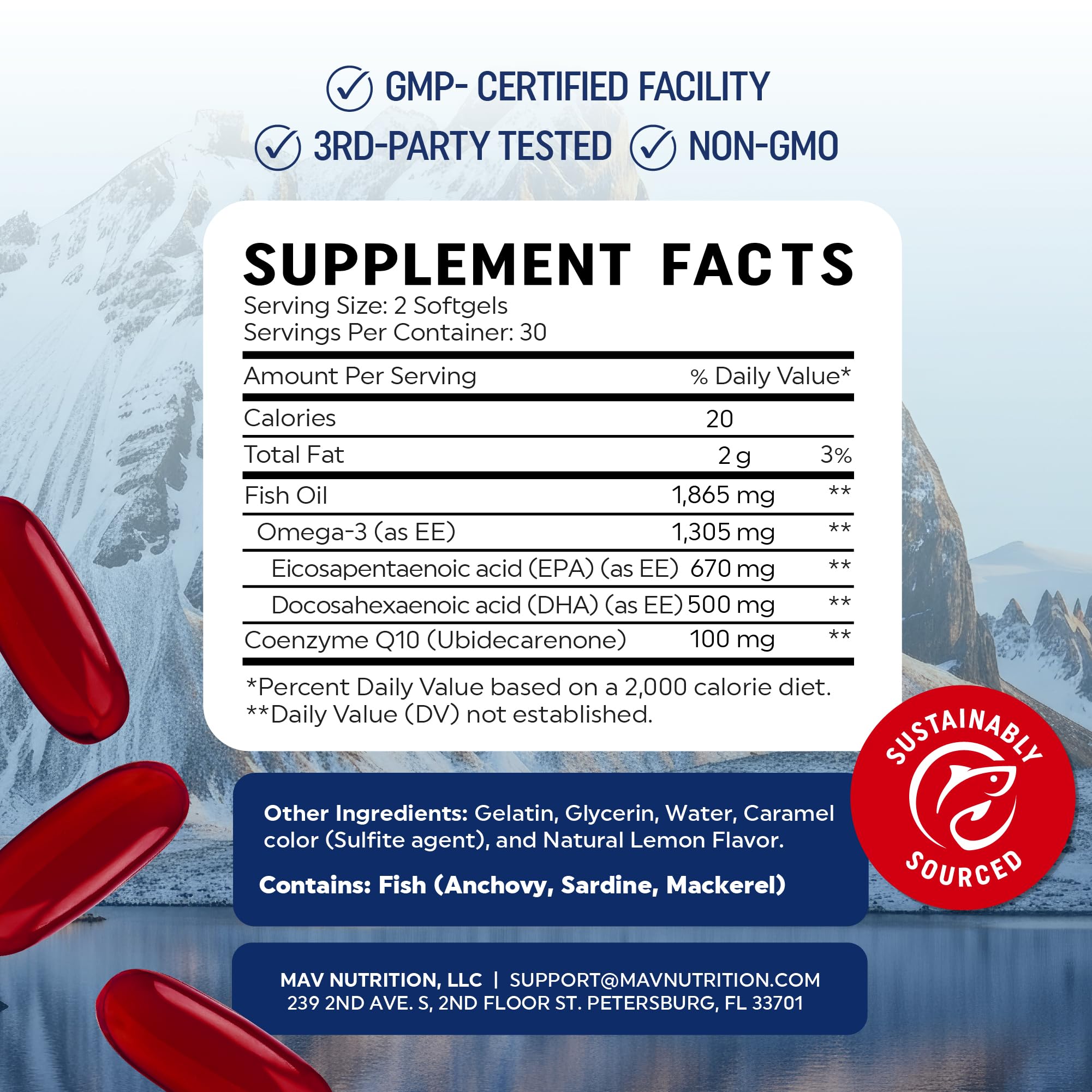 MAV Nutrition Omega-3 CoQ10 sustainability seal signals responsible sourcing