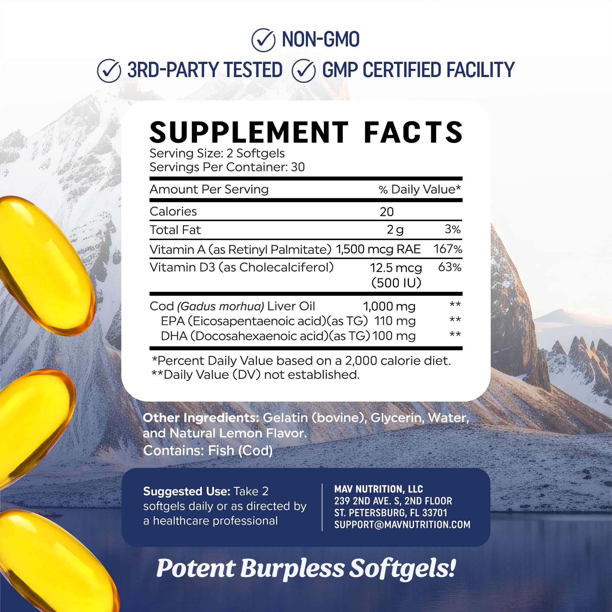MAV NUTRITION vitamin A and D3 infused formula visible.