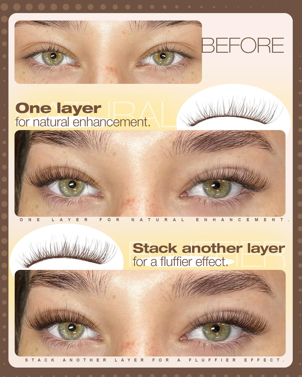 Mavphnee sun-kissed brown lashes subtly enhance features.