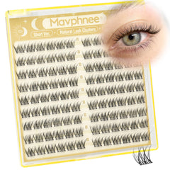 Mavphnee 8mm lash clusters with clear band for natural, long-lasting enhancement.