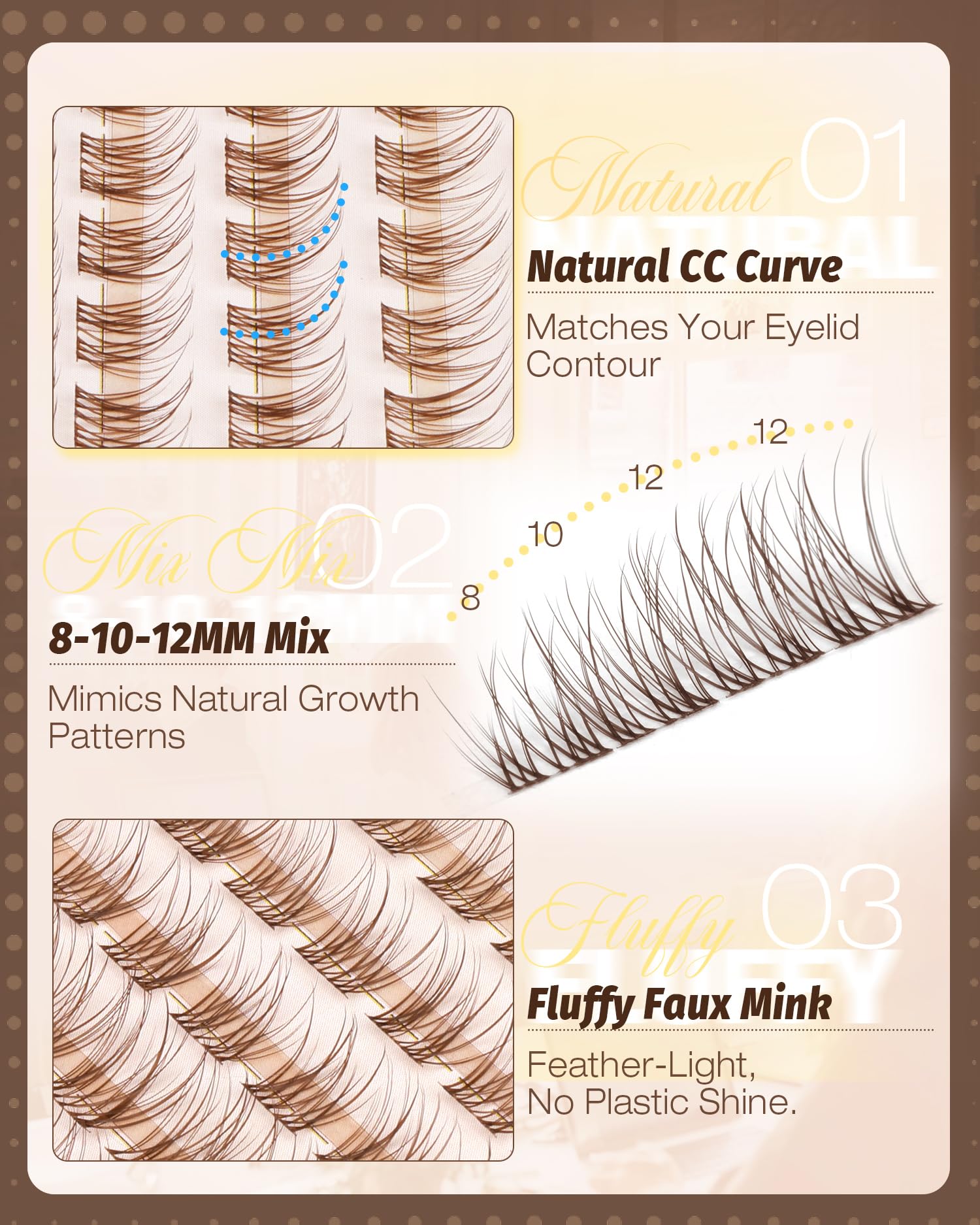 Mavphnee ageless beauty lash clusters suited for mature eyes with wispy style.