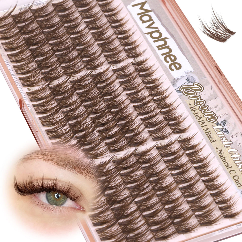 Mavphnee anime cluster lashes brown pack for natural daily definition and easy wear.