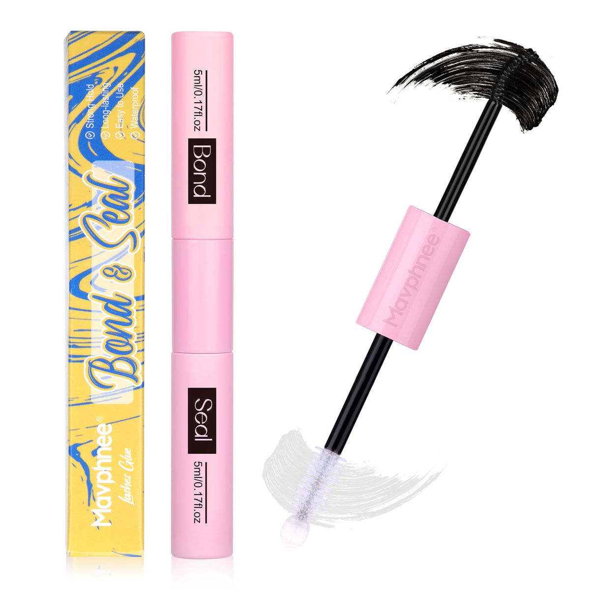 Mavphnee Bond brush helps precise 2-in-1 lash application.