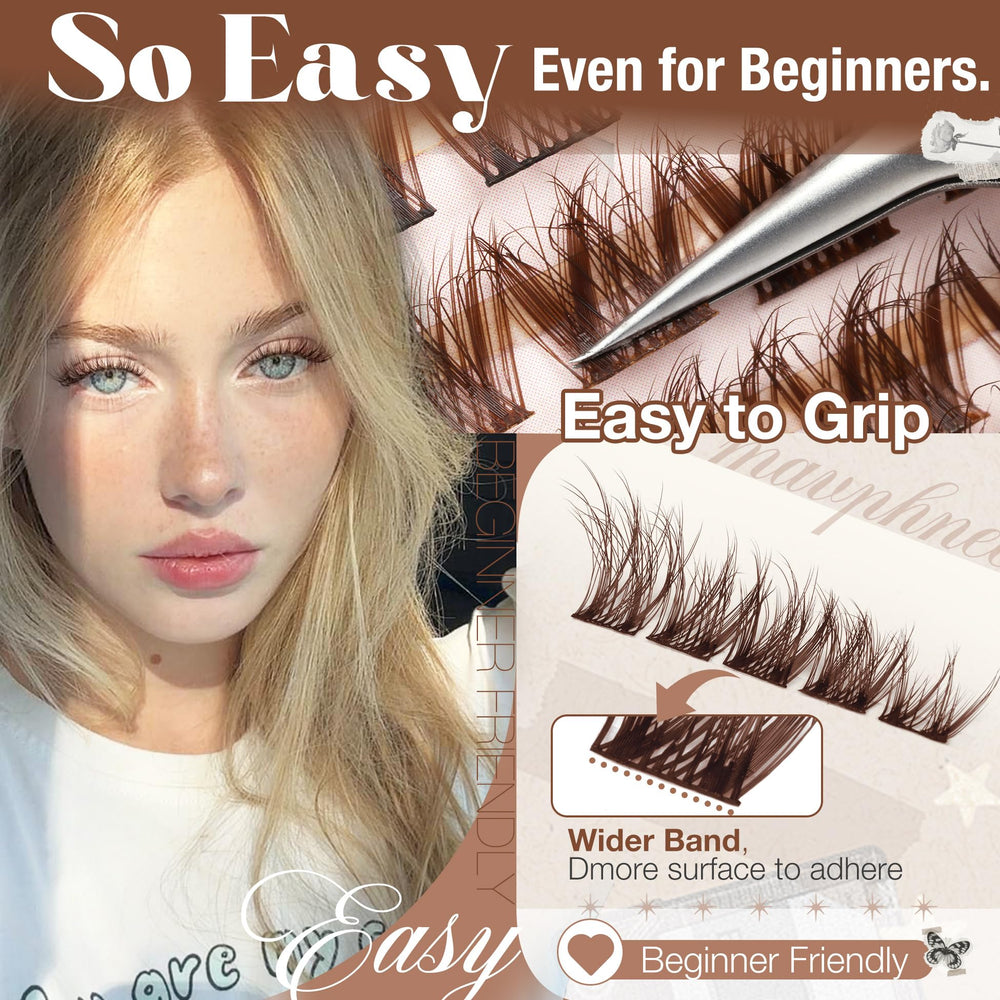 Mavphnee dark brown clusters along lash line for cohesive makeup.