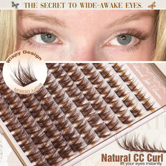 Mavphnee brown cluster lashes with fluffy cashmere texture for light feel.