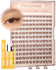 Mavphnee Brown Lash Clusters pack shot shows natural 8-12mm length for daily wear.