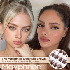 Mavphnee brown lash clusters wispy 10mm mid-lid natural blending.