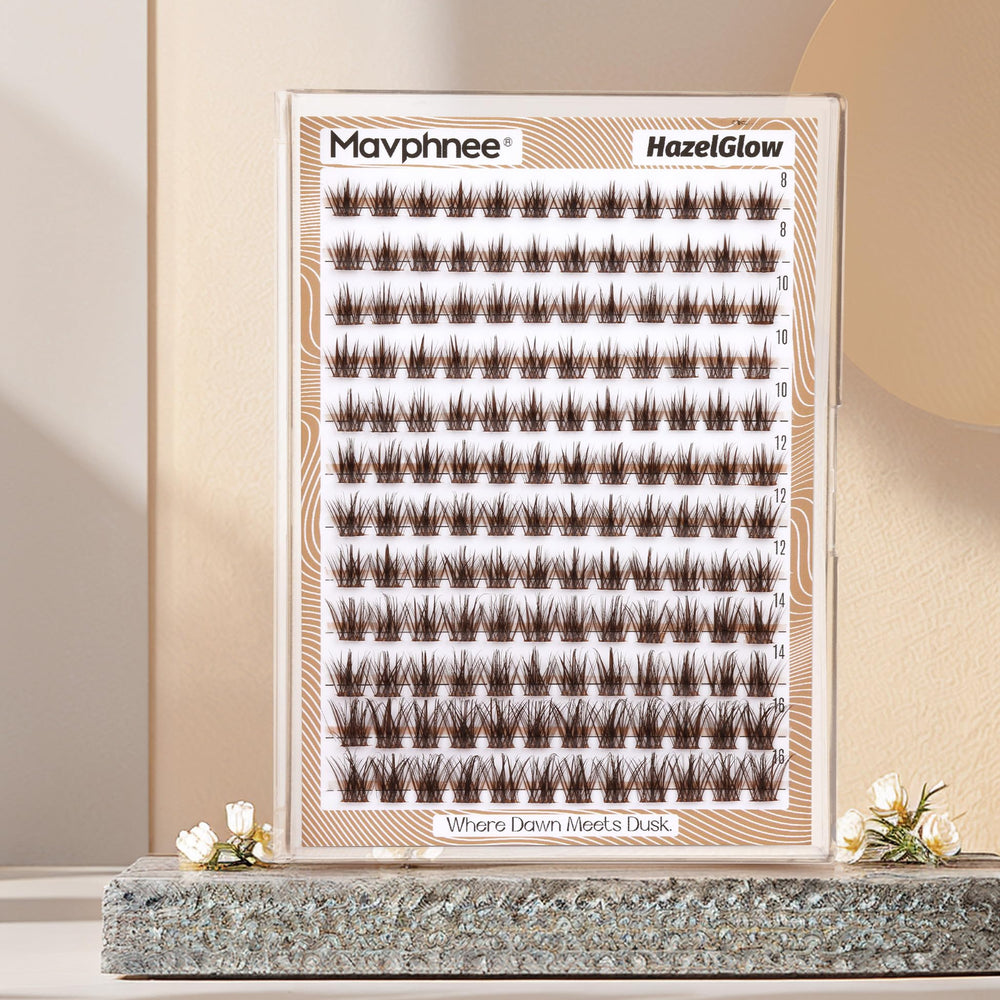 Mavphnee brown lash clusters wispy reusable care tips.