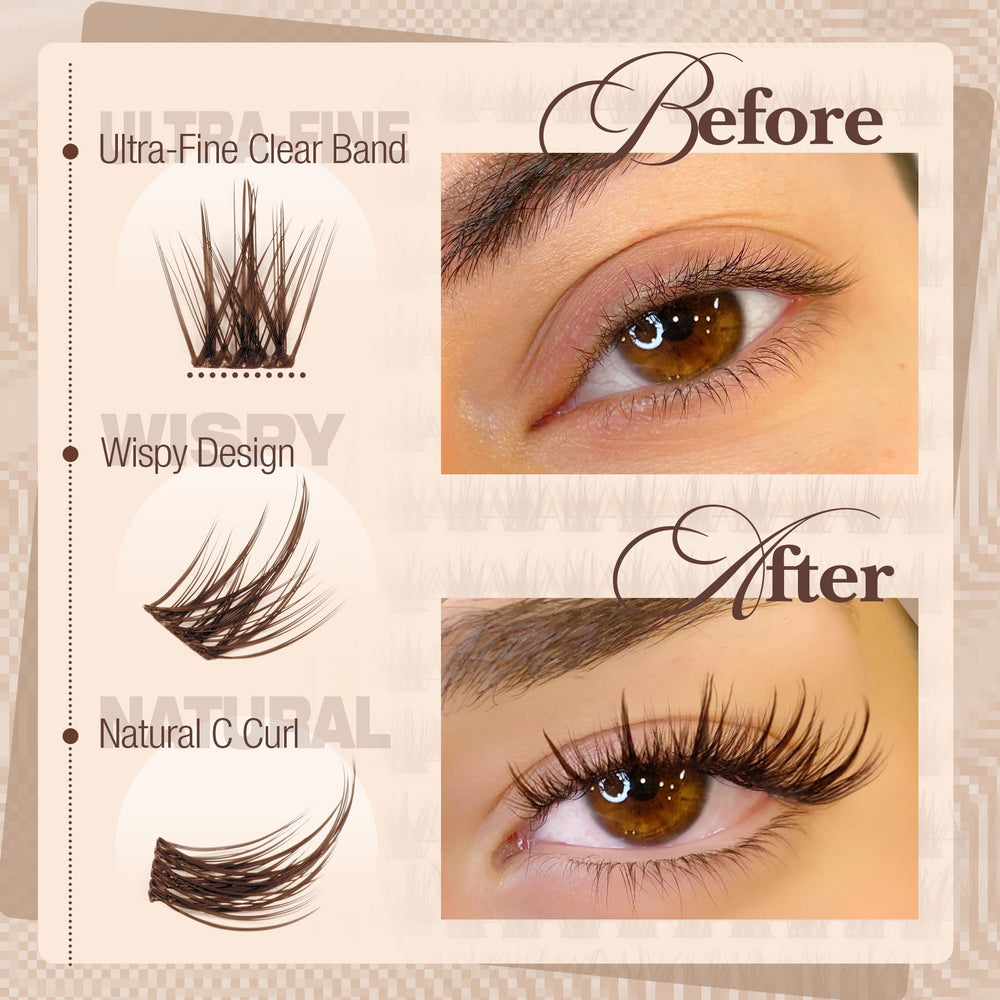Mavphnee brown lash clusters wispy weightless band feel.