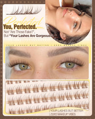 Mavphnee brown-tinted lash clusters blending with lighter features for sun-kissed definition.