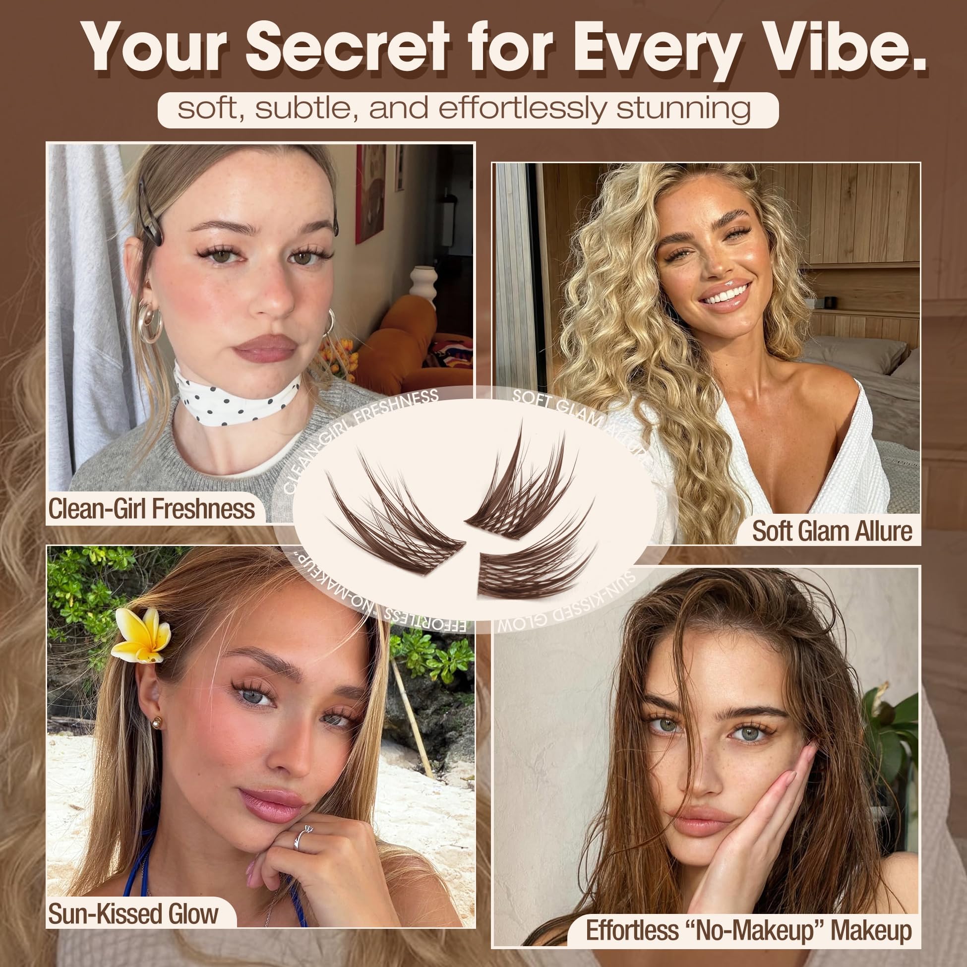 Mavphnee cat eye and kitten eye looks with brown anime clusters.