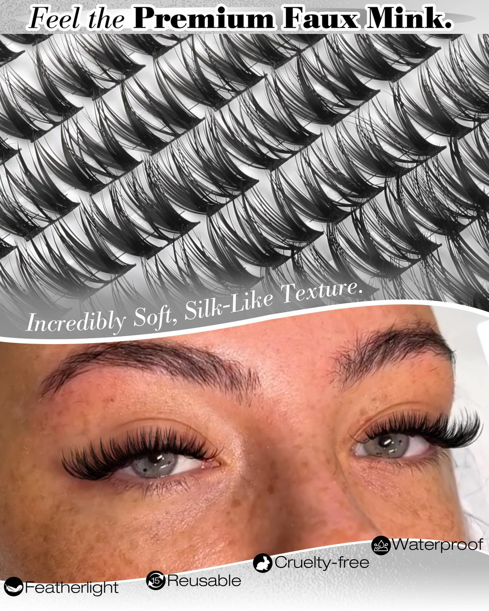 Mavphnee cluster lashes ultra-fine band for a seamless, comfortable fit.