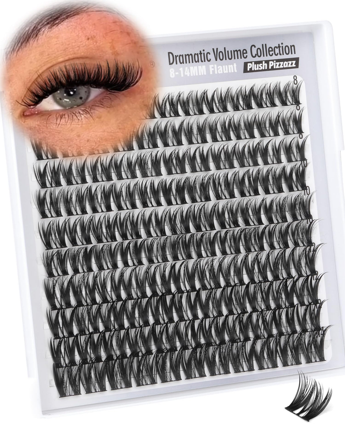 Mavphnee Flaunt Cluster Lashes 8-14mm length for a balanced, fluffy look.