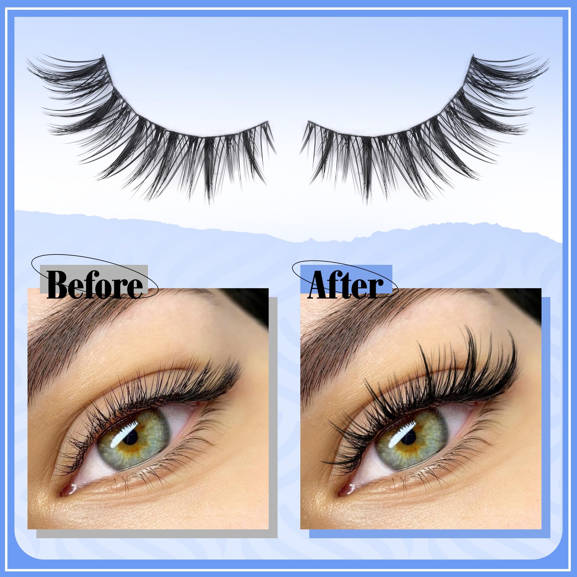 Mavphnee Manga Lash Clusters lightweight clusters ideal for all-day wear.