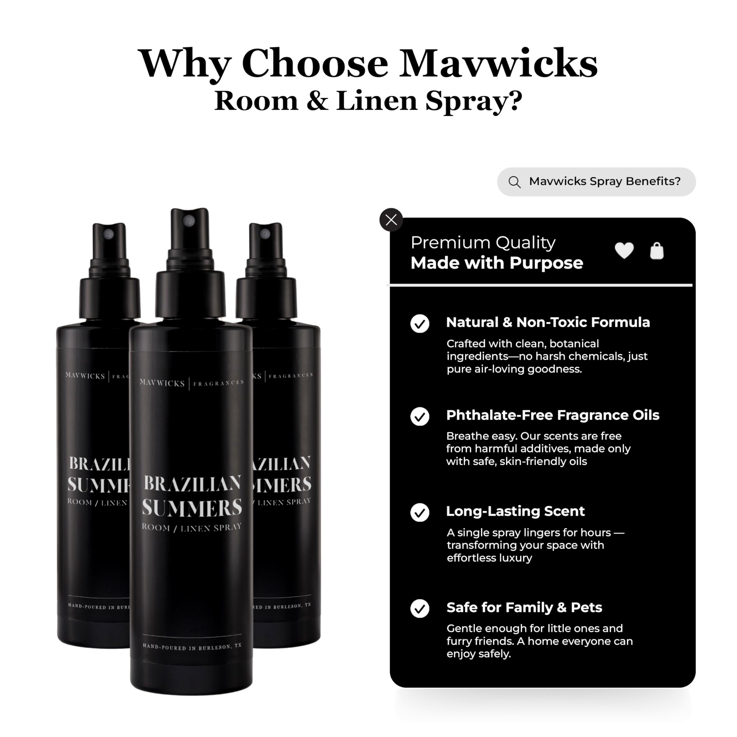 Mavwicks Brazilian Summers spray mist enhances pistachio-almond notes at home.
