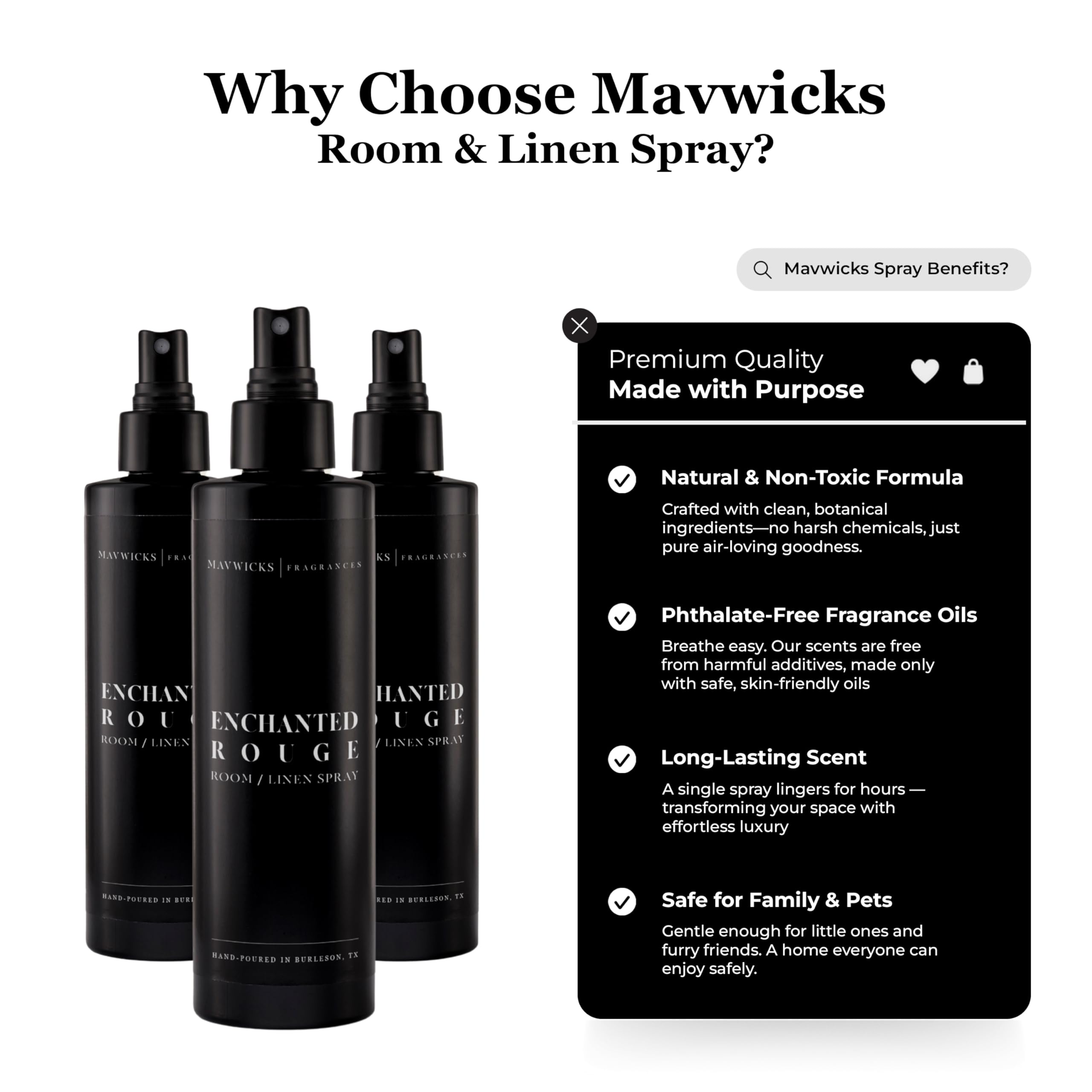 Mavwicks Enchanted Rouge spray mist refreshing fabrics and cushions.