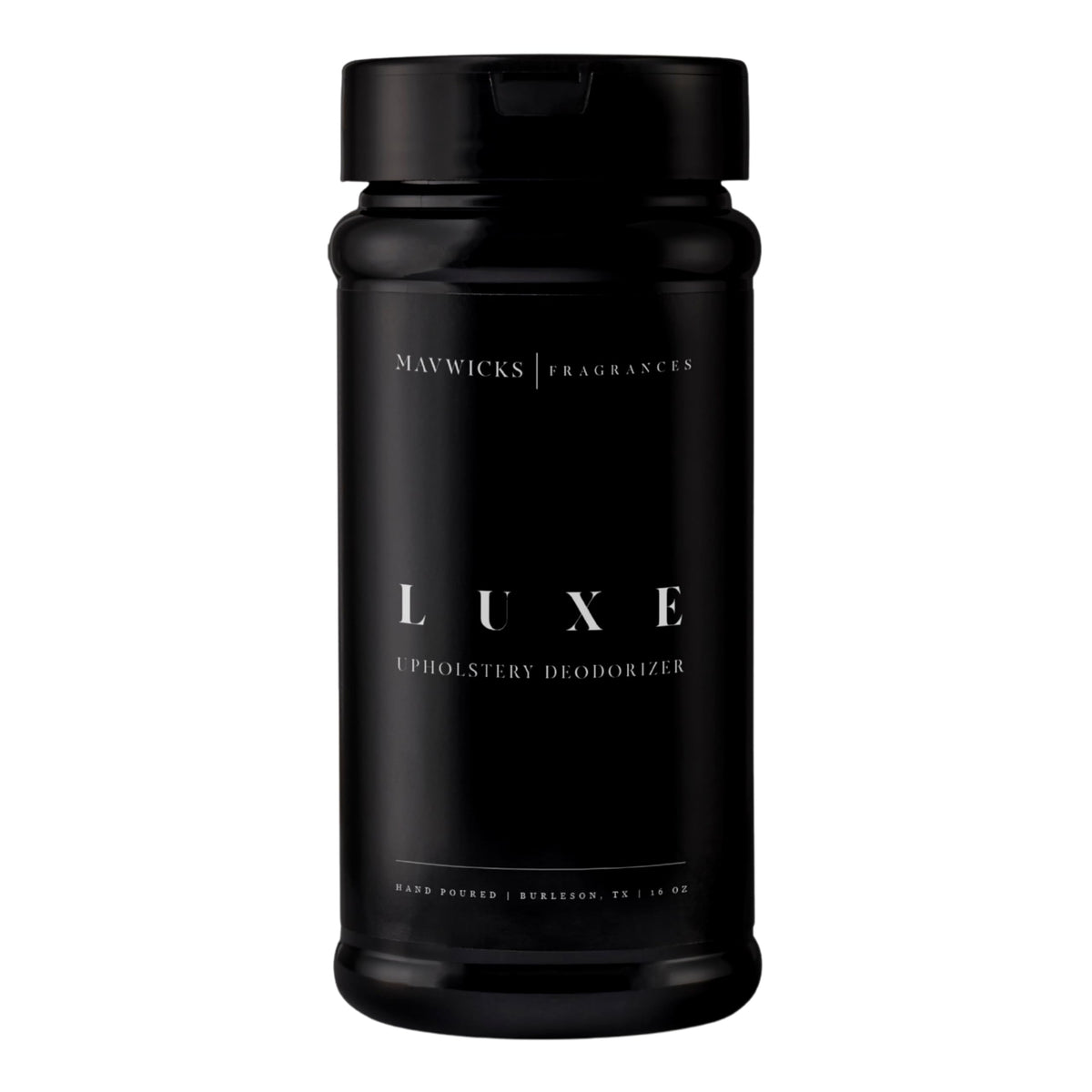 Mavwicks Luxe Upholstery Deodorizer 16oz bottle releasing fresh fabric fragrance