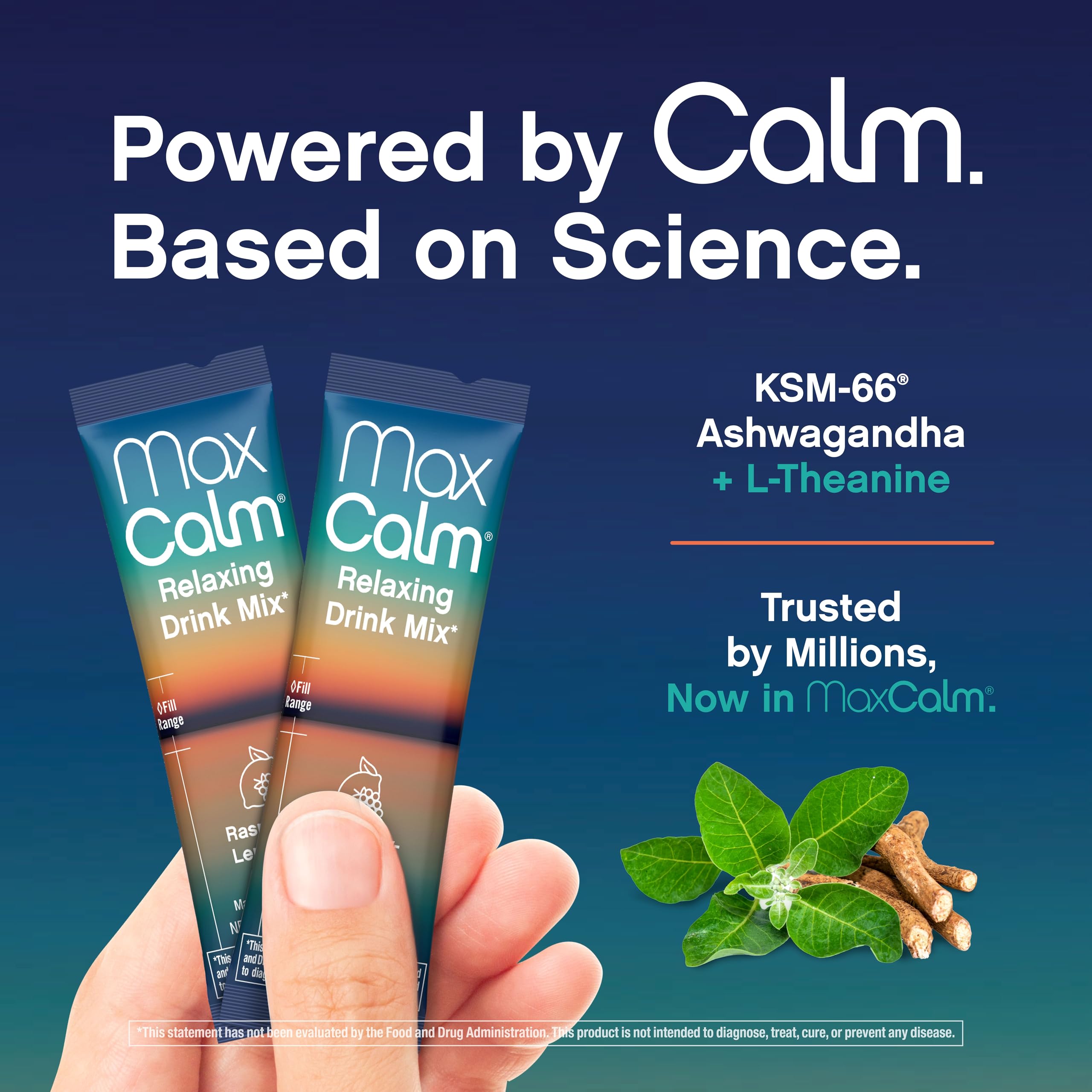Max Calm KSM-66 ashwagandha pack illustrating everyday calm potential