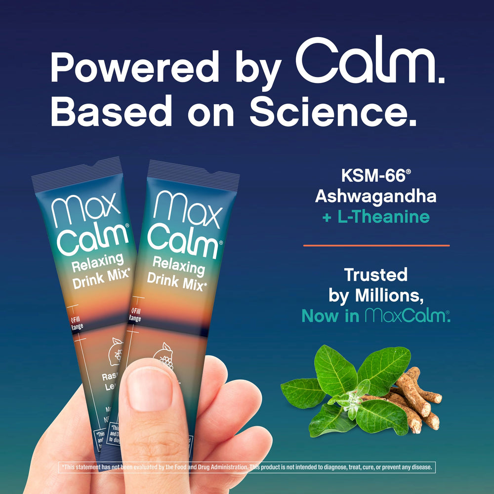 Max Calm KSM-66 ashwagandha pack illustrating everyday calm potential