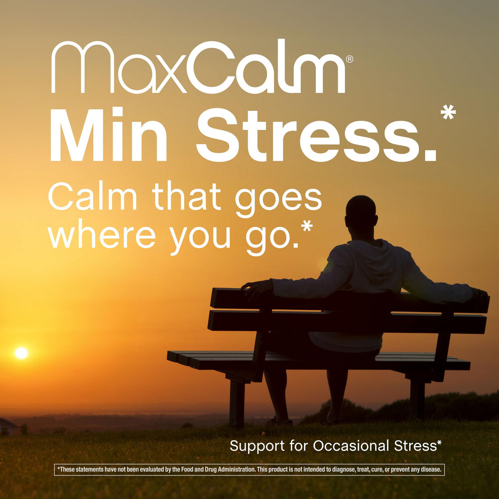 Max Calm transparent label highlighting clear formulation choices