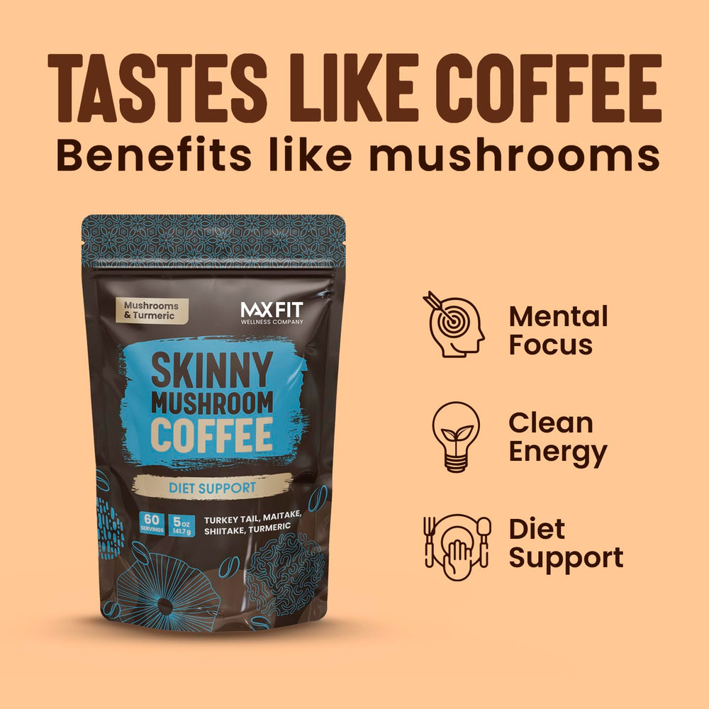 MAX FIT mushroom blend with Turkey Tail, Maitake and Shiitake for daily energy.