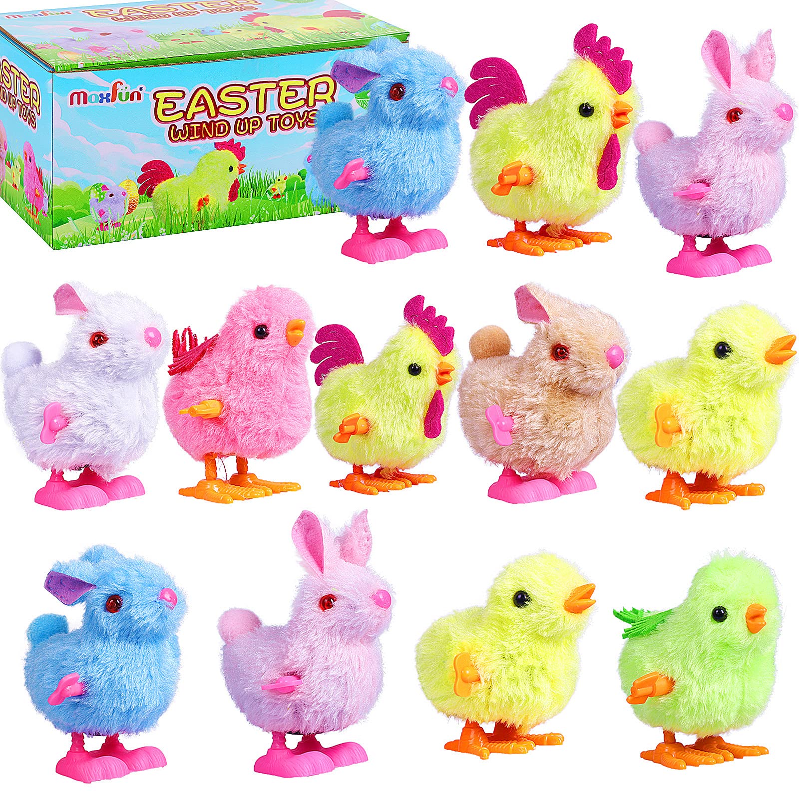 Max Fun Easter wind-up toy chick for festive goody bags and egg hunts.