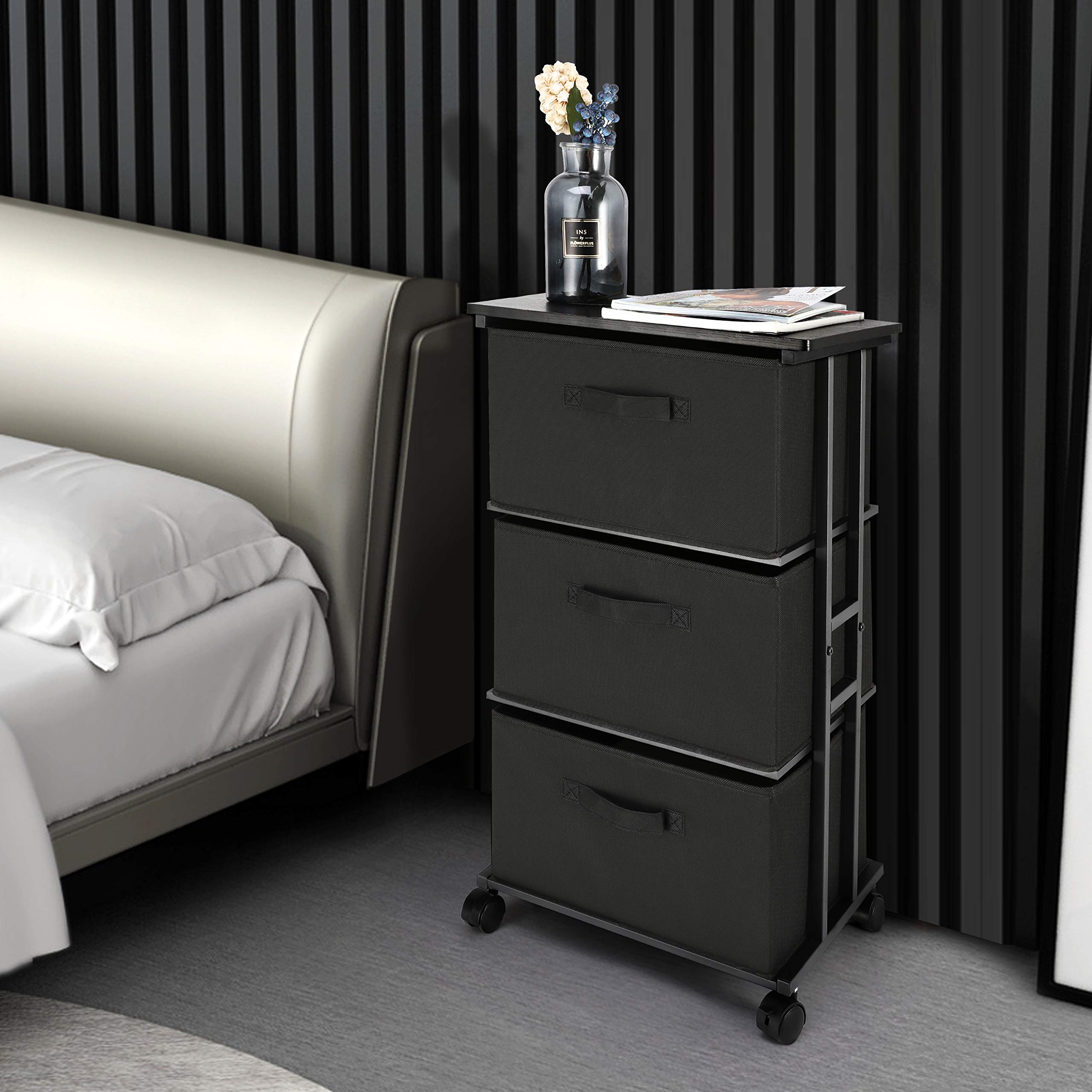 MAX Houser fabric dresser tower is lightweight and easy to move.