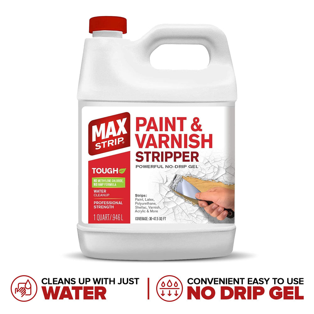 Max Strip no caustic chemicals label implies safer handling.