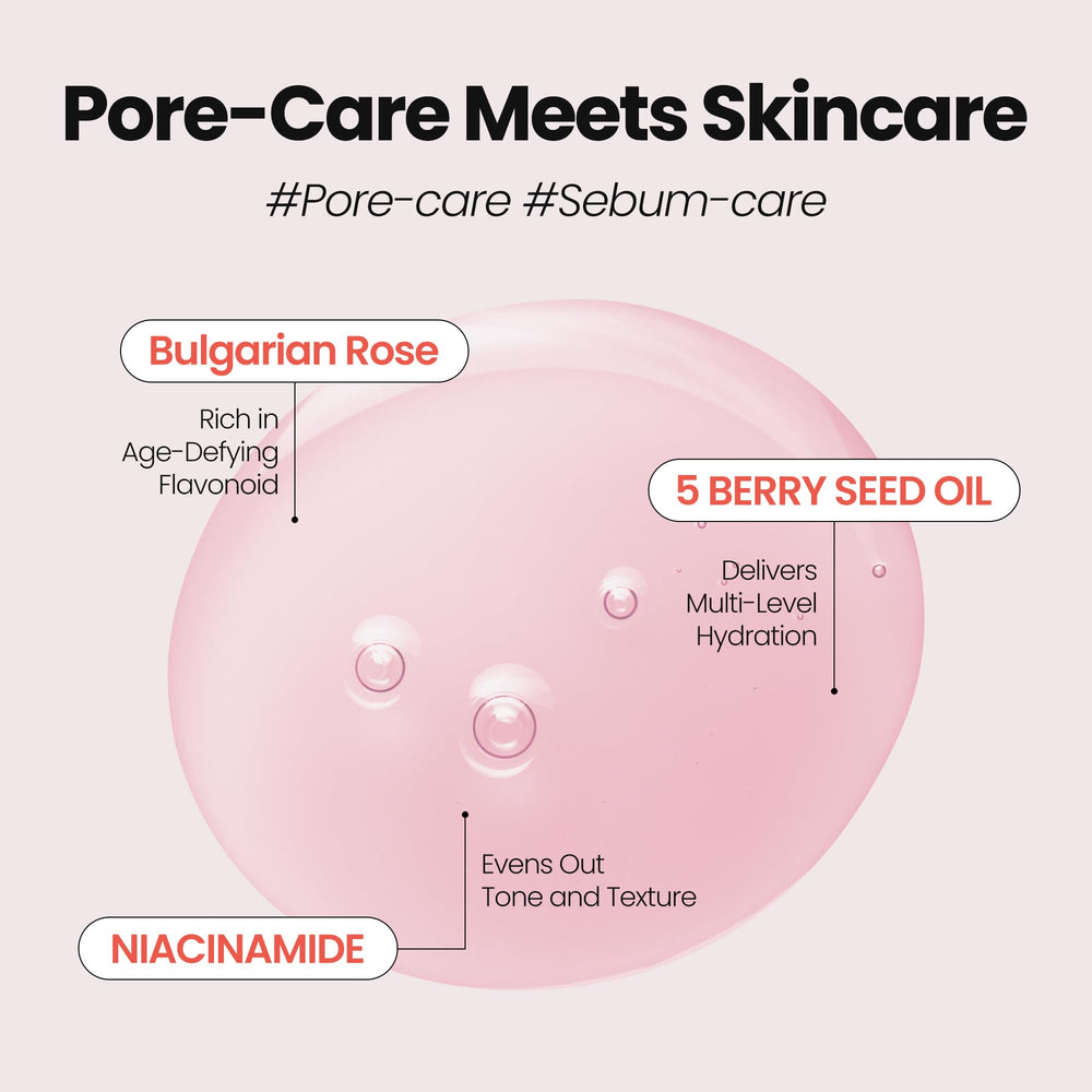 MAXCLINIC Rose Oil to Foam demonstrates oil-based cleansing and sebum control for clearer-looking pores