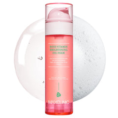 MAXCLINIC Rose Vitamin Oil to Foam bottle pour shows oil-to-foam cleansing for makeup removal