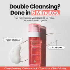 MAXCLINIC Rose Vitamin Oil to Foam activation forms a light foamy cleanse for gentle makeup removal