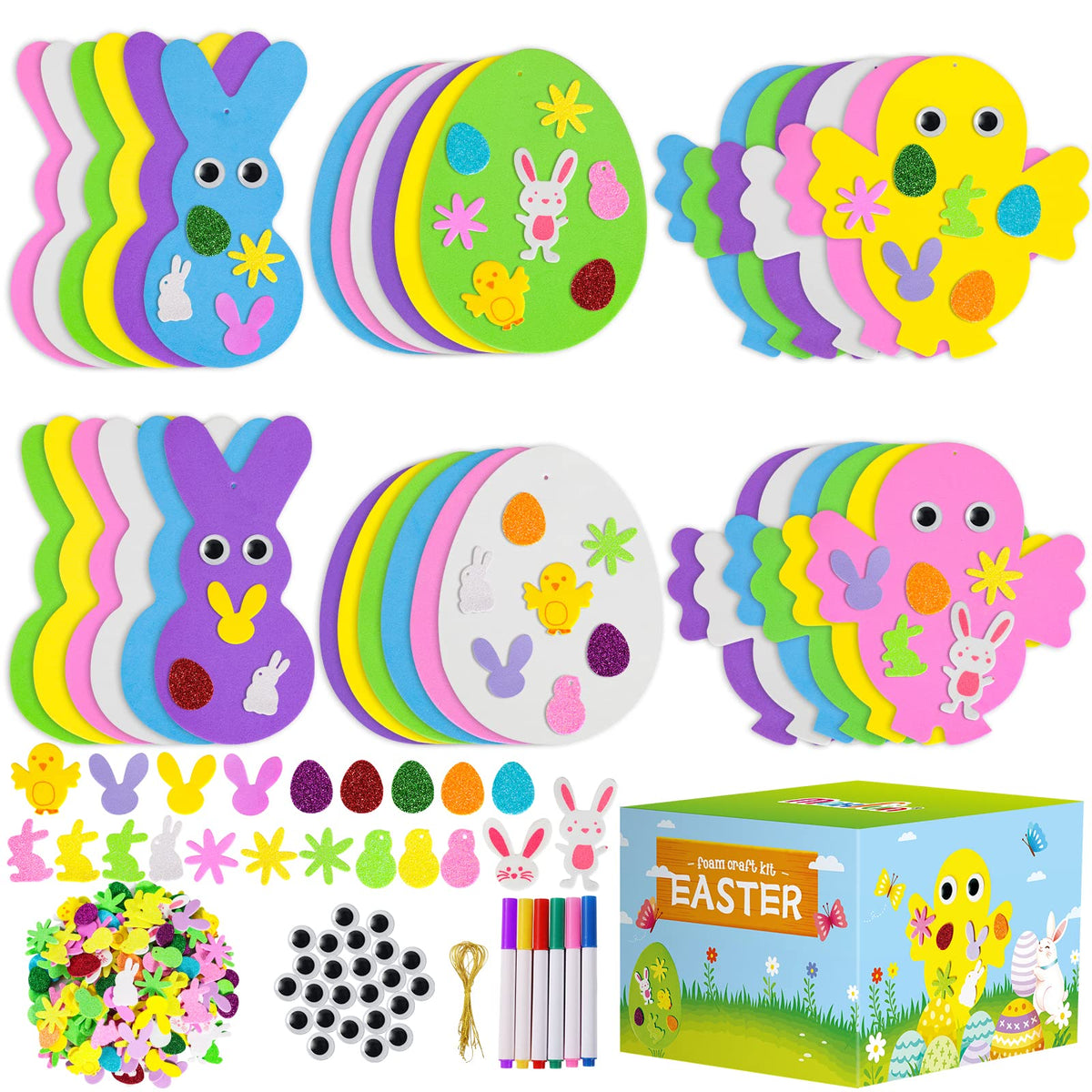 Max Fun Easter foam stickers box for creative kids crafts and festive decorating.