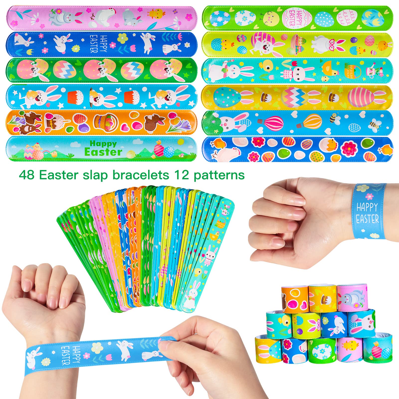 Max Fun Easter slap bracelets with chickens, fun wearables for kids' activities