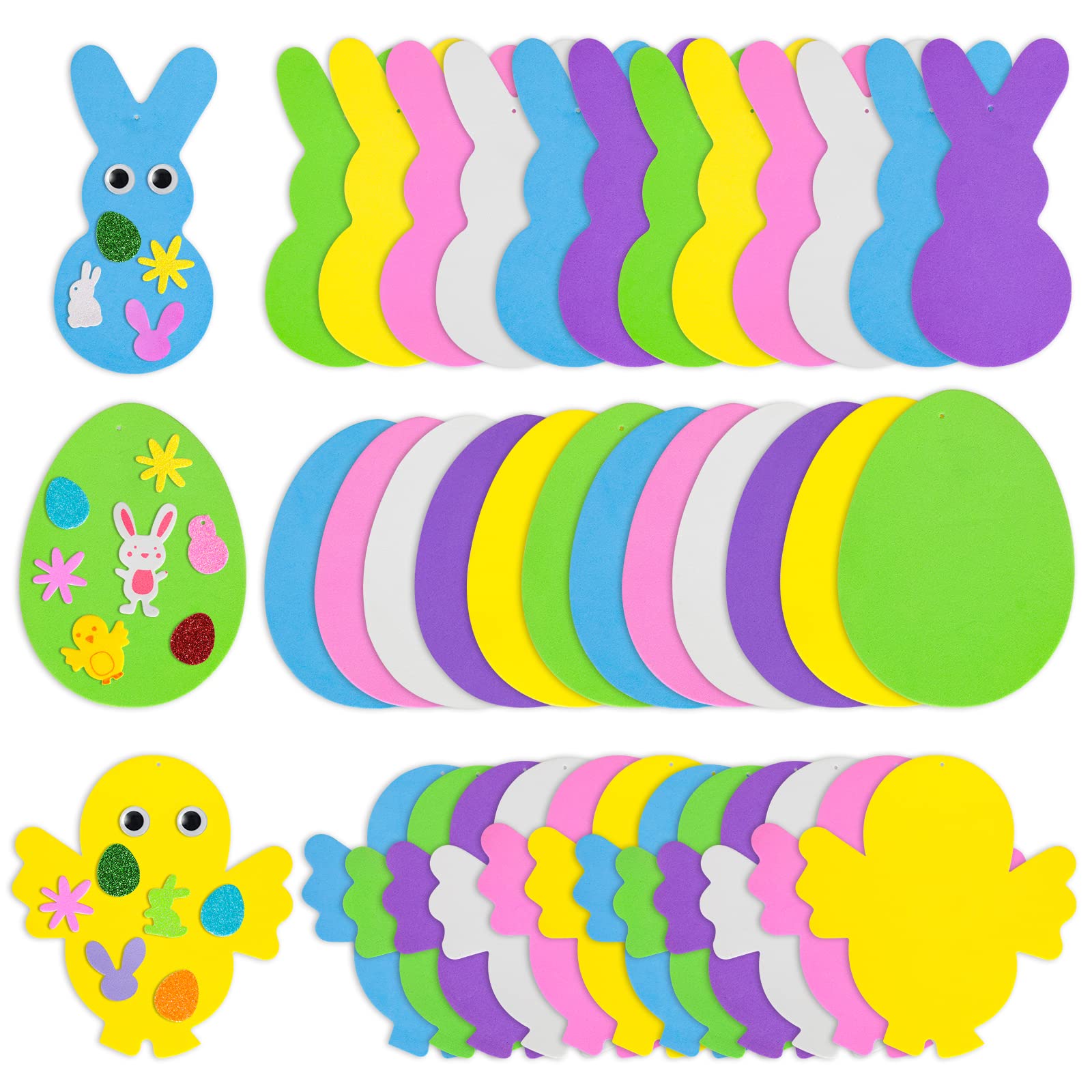 Max Fun foam bunny shapes for DIY decorations and classroom projects.