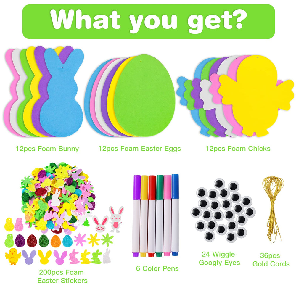 Max Fun Easter foam stickers eggs for decorating cards and seasonal crafts.