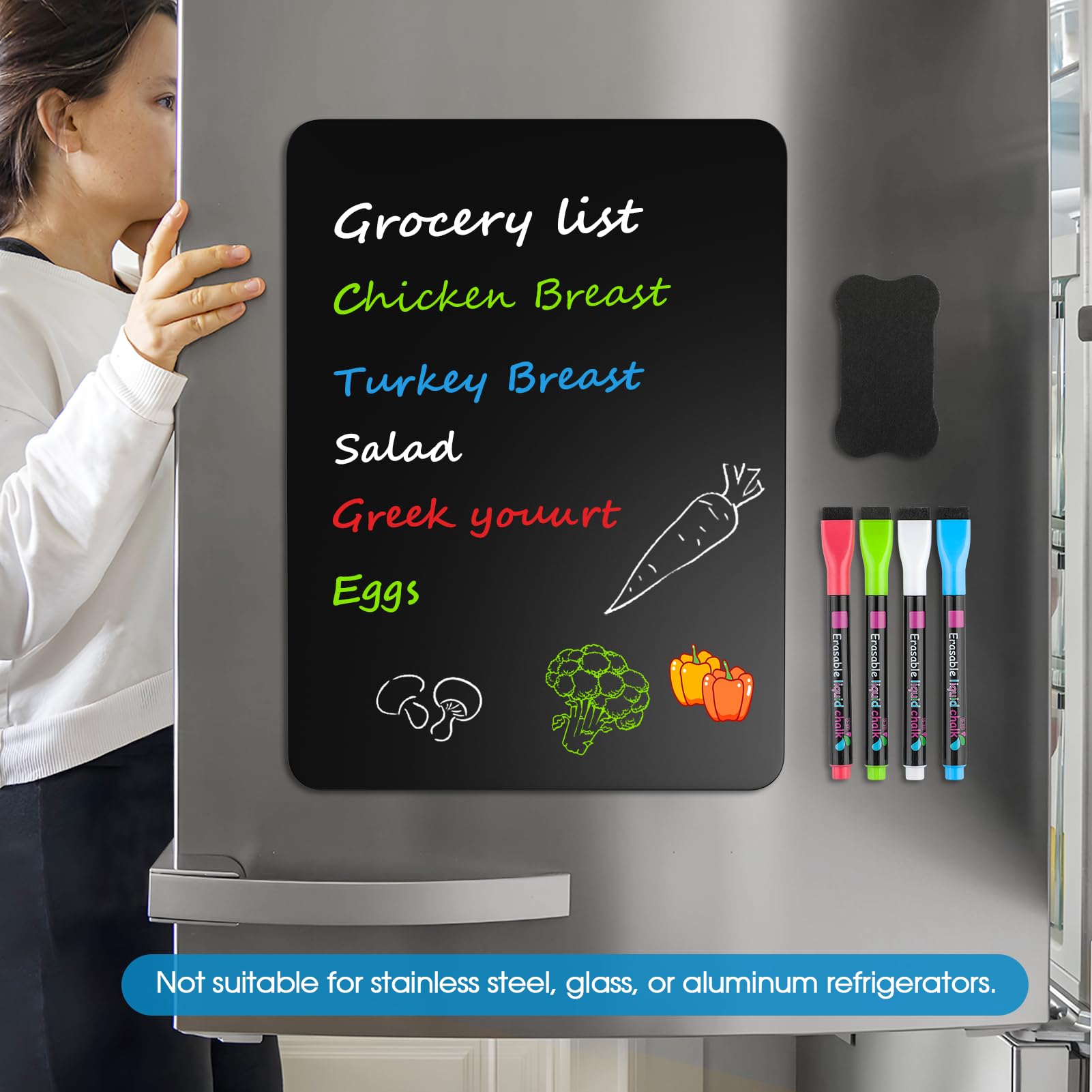MaxGear family planner on fridge for grocery and note-taking