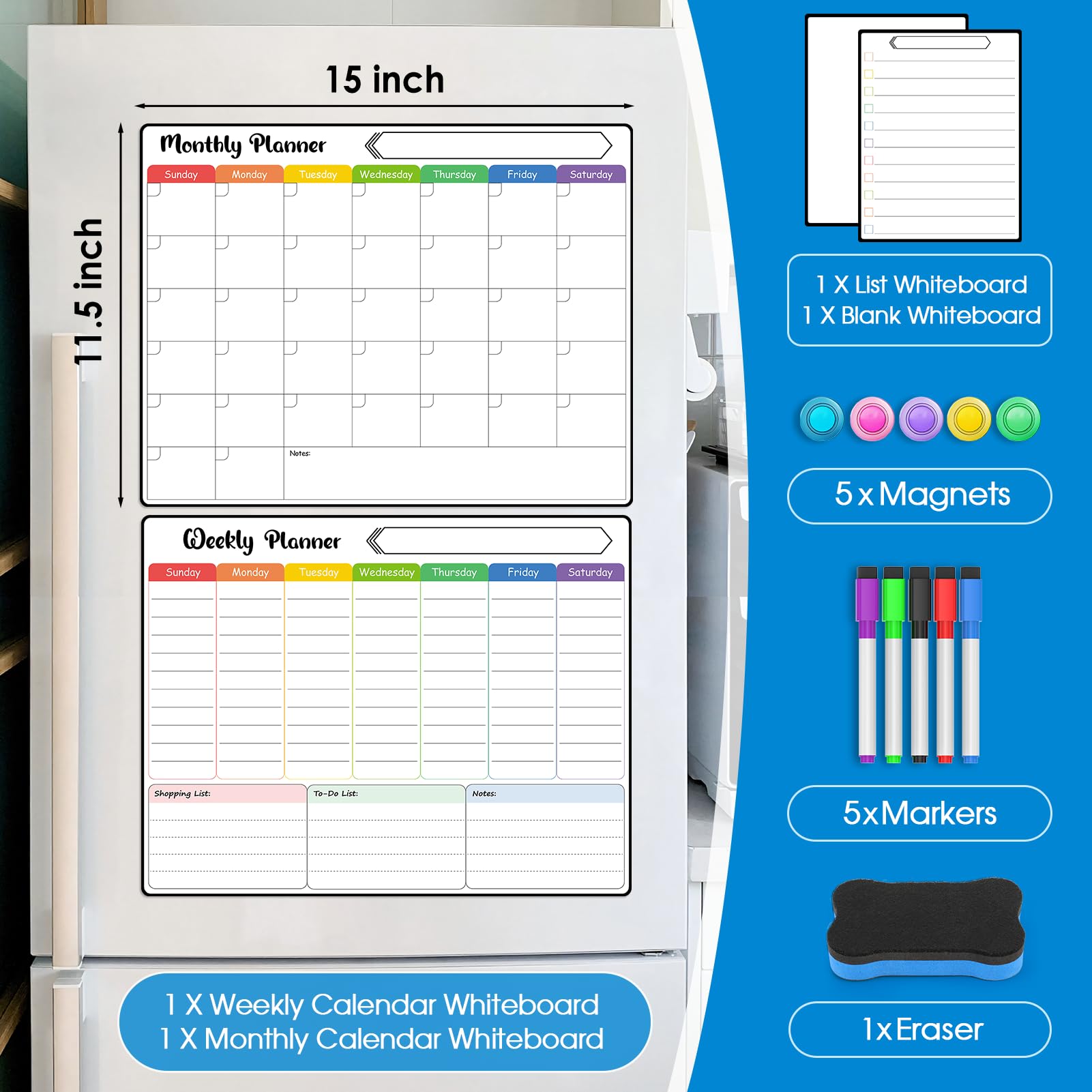 MaxGear markers set with erasers for vibrant, erasable planning