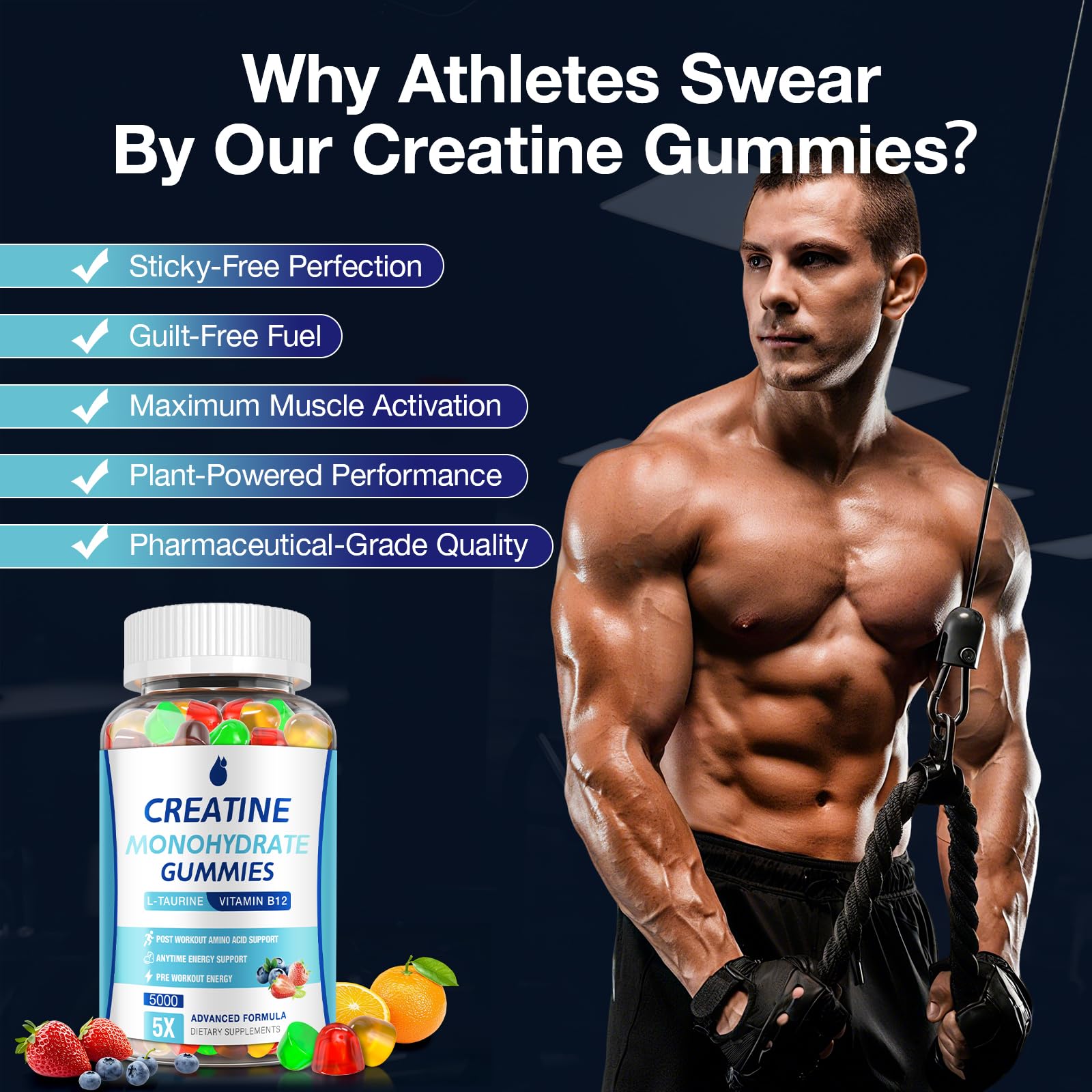 MaxHemp Creatine Gummies berry flavor serving adds a burst of energy.