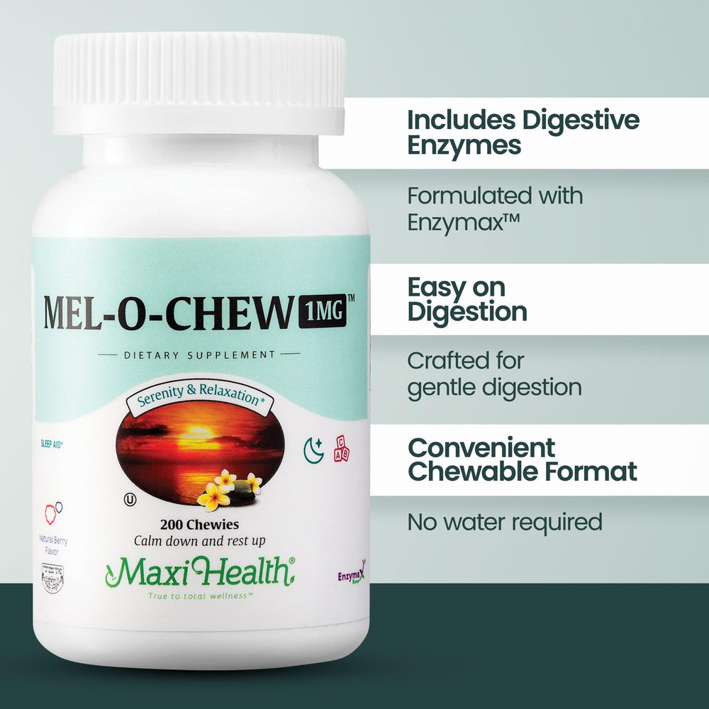 Maxi Health Mel-O-Chew Kosher certification label on packaging