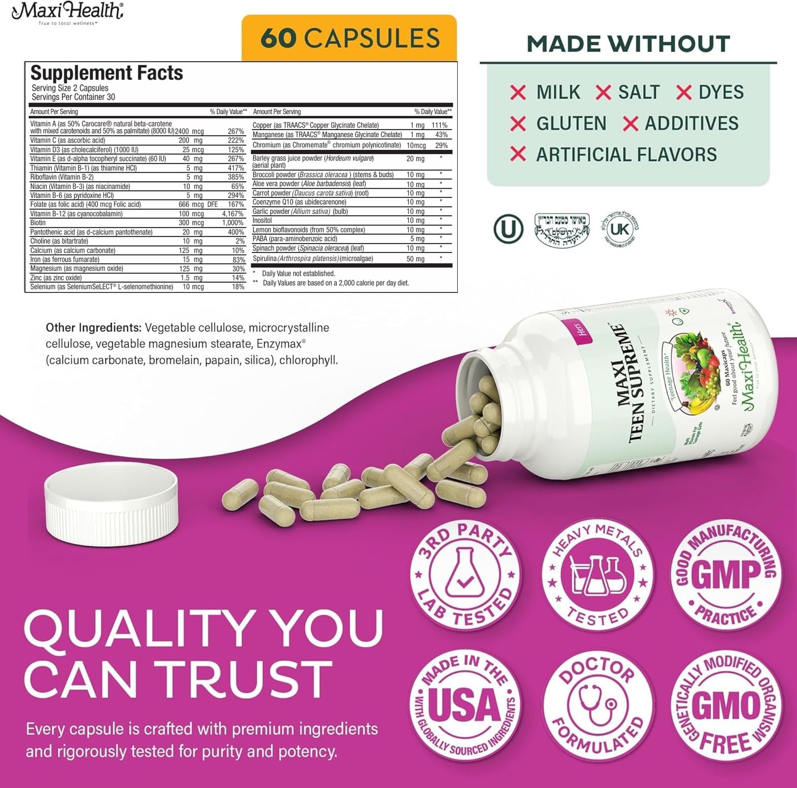 Maxi Health Teen Multivitamin being used by a teen after school.