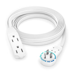 Maximm 360° rotating flat plug for flexible power access in tight spaces.