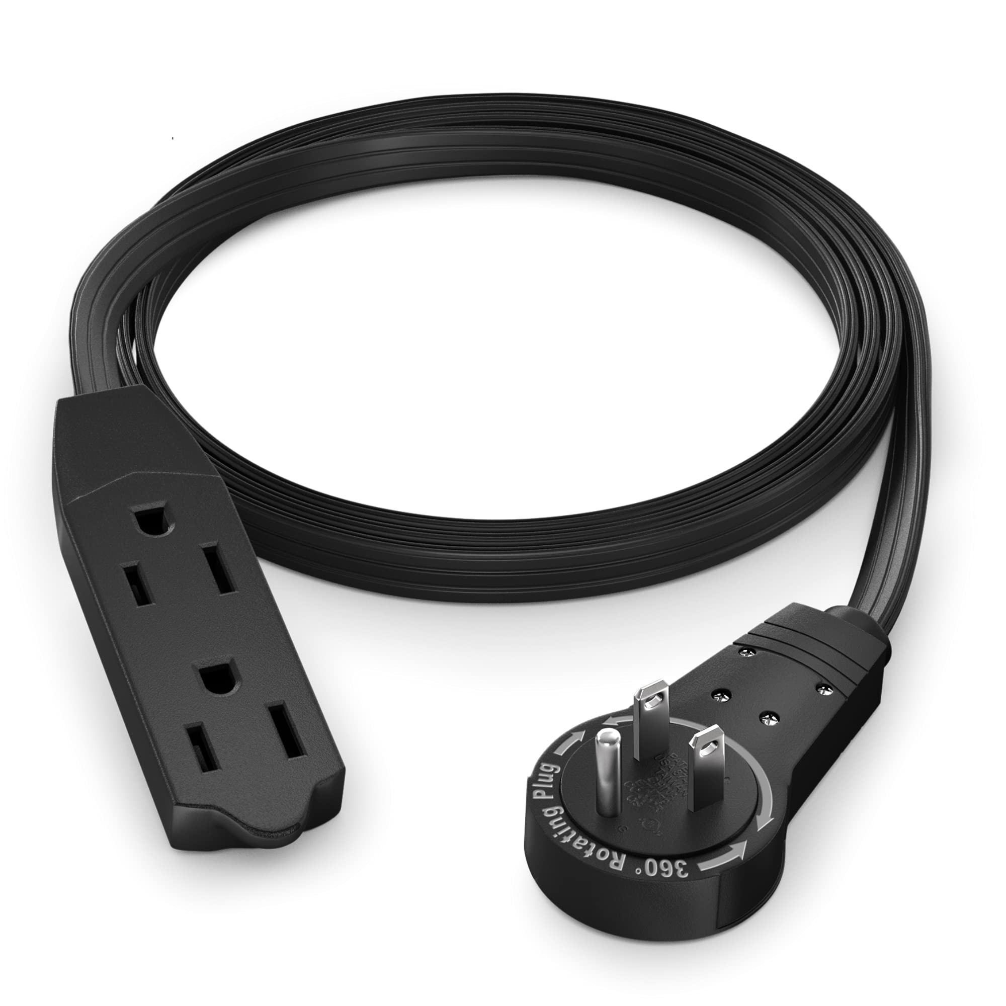 Maximm cable with 360-degree rotating flat plug enhances access behind furniture and reduces clutter