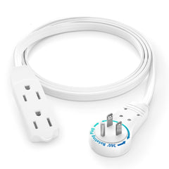 Maximm 3ft rotating flat plug extension cord full view showing space-saving design.