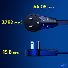 Maximm flat plug behind furniture keeps cords hidden and accessible.